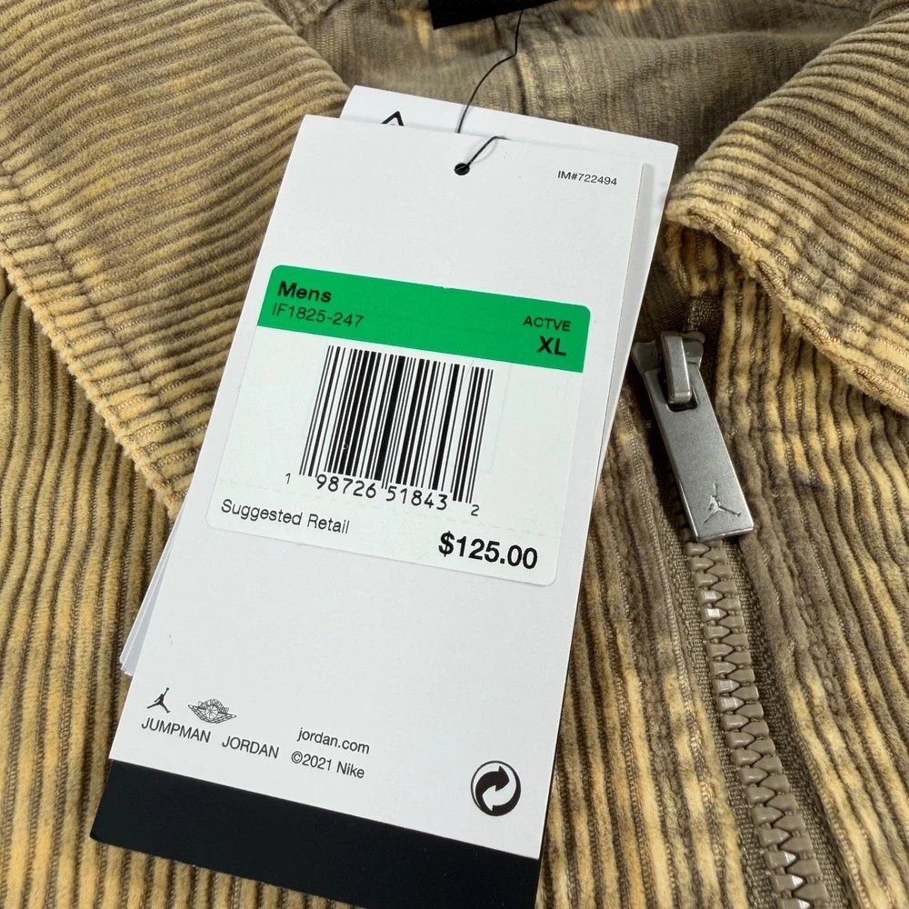 Jordan Flight Corduroy Chore Jacket Men's XL Tan IF1825-247